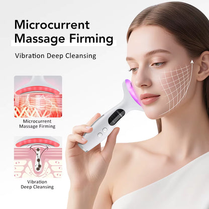 ﻿ EMS Face Neck Beauty Device 7 Colors LED Light Skin Rejuvenation Tightening anti Wrinkles Vibration Facial Lifting Massager