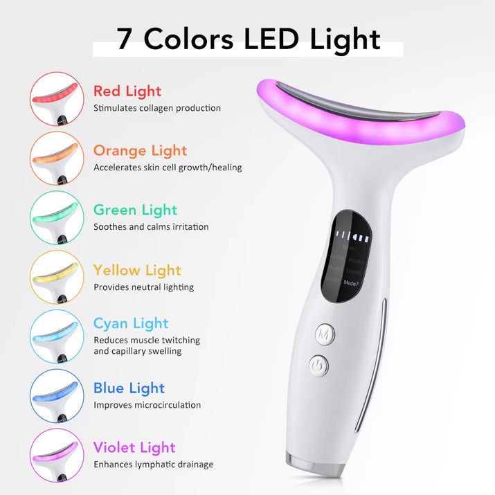 ﻿ EMS Face Neck Beauty Device 7 Colors LED Light Skin Rejuvenation Tightening anti Wrinkles Vibration Facial Lifting Massager